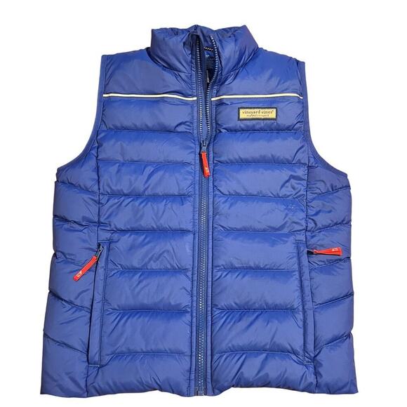 Vineyard Vines Vest Youth Kids Size Lg 16 Blue Performance Down Puffer Full Zip - Picture 1 of 4